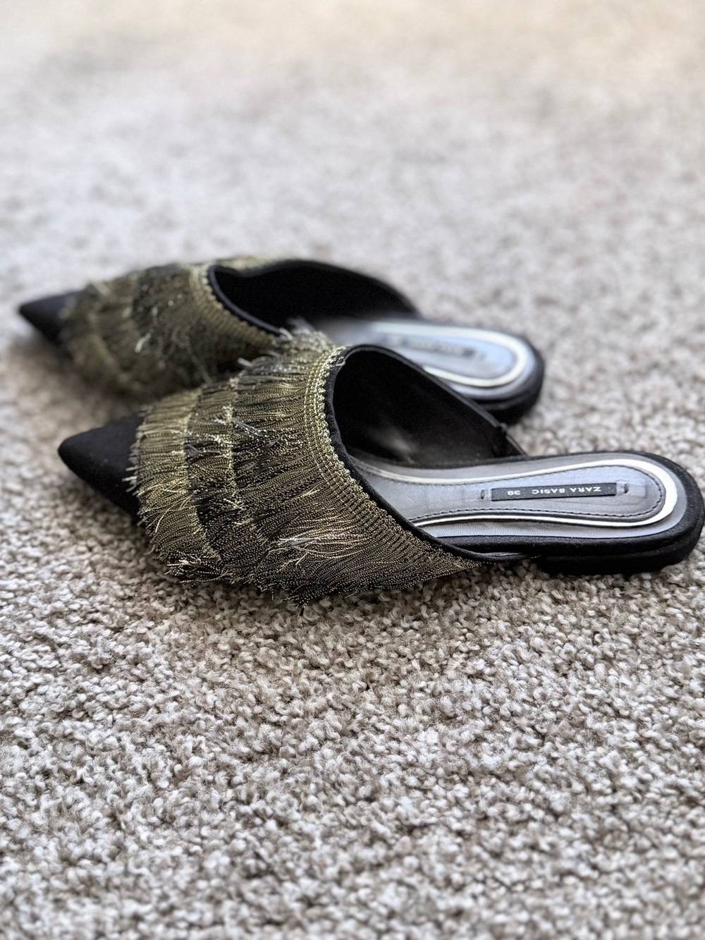 ZARA | Gold Metallic Fringe Mules | EU 38, US 7.5 | Worn Once - Picture 6 of 9